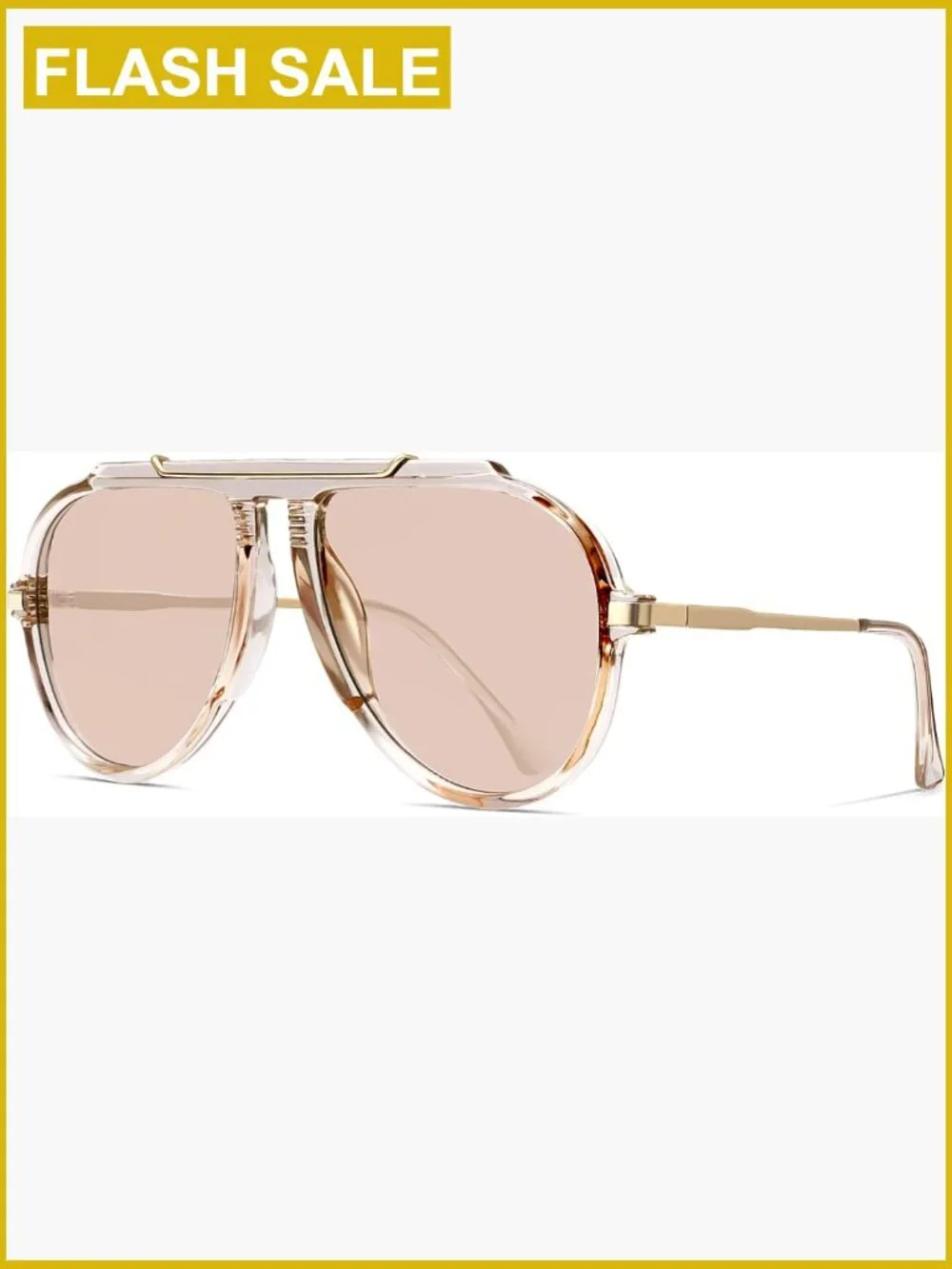 Oversized Aviator Sunglasses Women Men Retro 70s Trendy UV400 Unisex Metal
